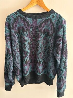 McGregor Teal & Purple Geometric Crewneck Sweater